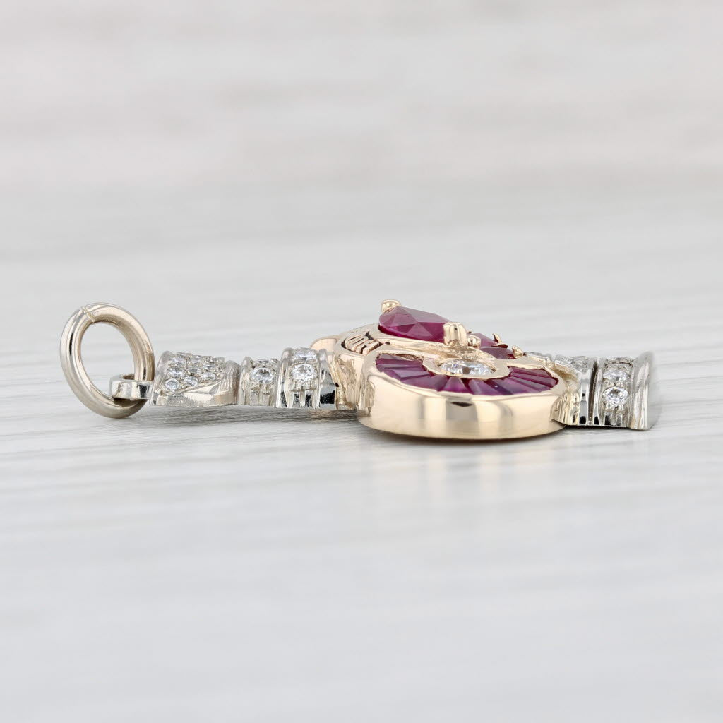 Light Gray Hockeytown Detroit Redwings Stanley Cup Pendant 10k Gold 2.67ctw Gemstones