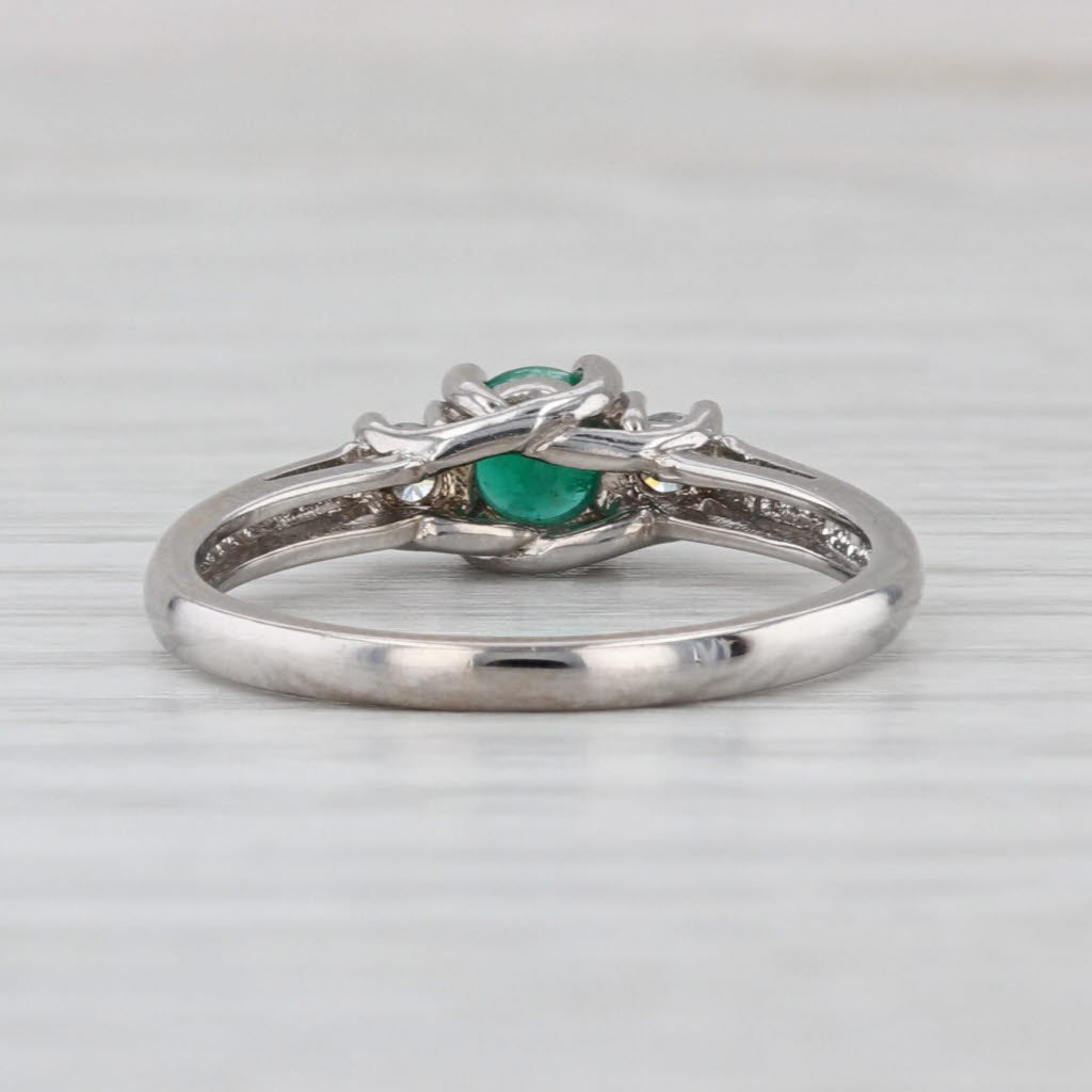 0.40ctw Emerald Diamond Ring 14k White Gold Size 6.75 3-Stone Engagement