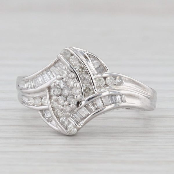 0.70ctw Diamond Cluster Engagement Ring 10k White Gold Size 9
