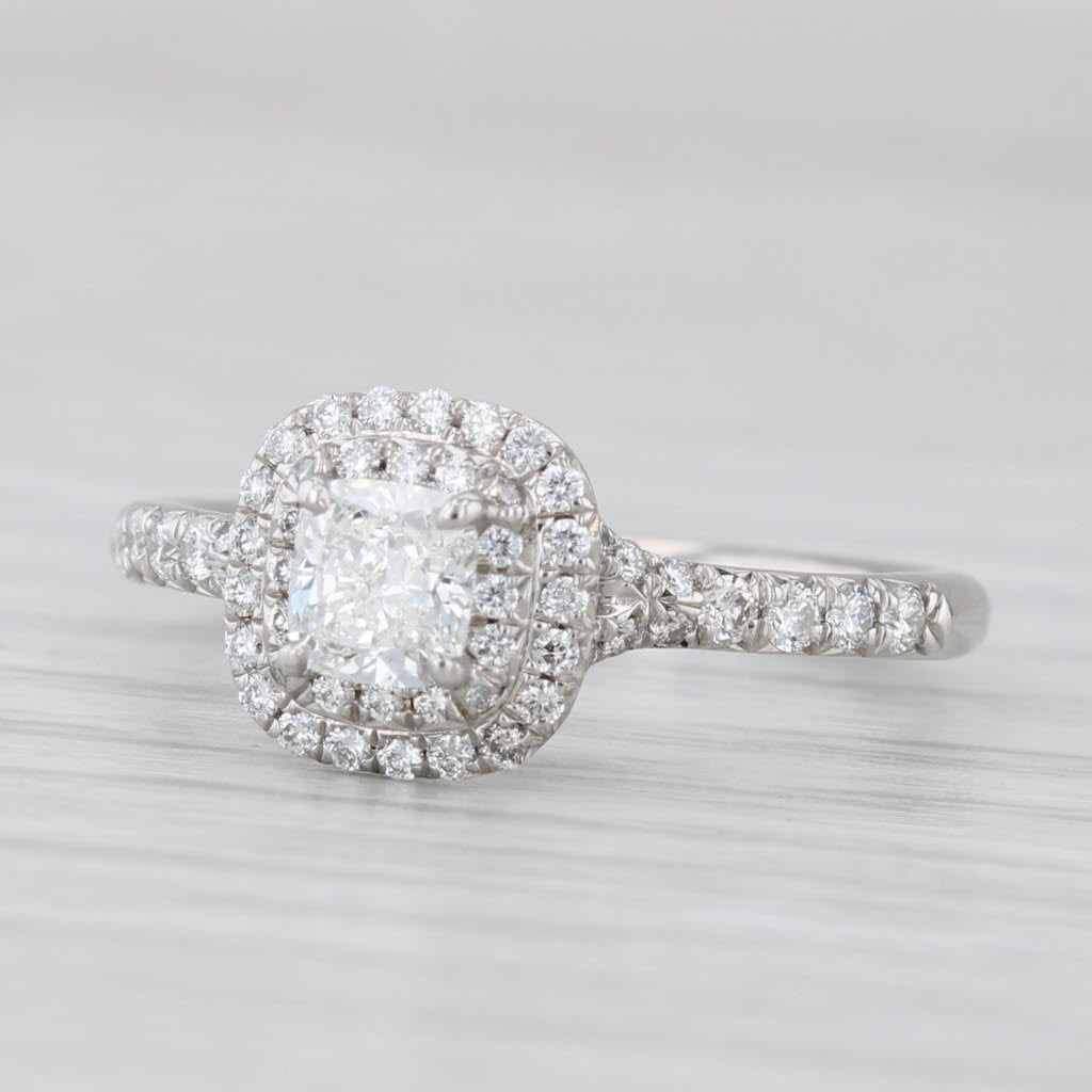 Tiffany Soleste 0.71ctw Cushion Halo Diamond Engagement Ring Platinum, image size:1024x1024