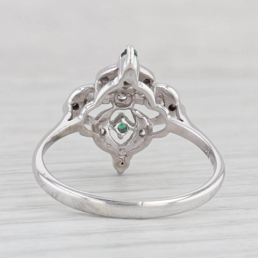 Light Gray 0.16ctw Emerald Diamond Ring 10k White Gold Size 8.25 Vintage