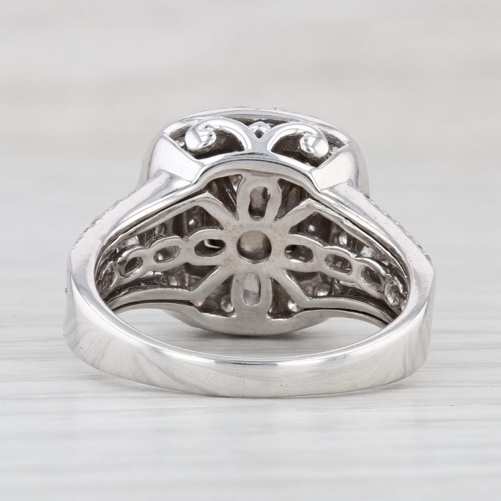 Light Gray 1.85ctw Diamond Halo Ring 14k White Gold Size 8.75 Engagement Cocktail