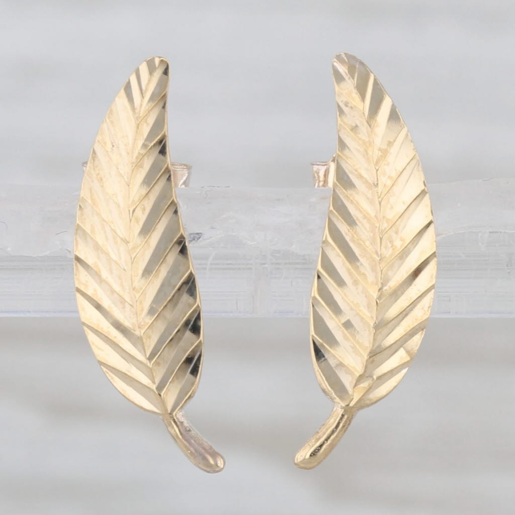 Small Leaf Stud Earrings 18k Yellow Gold