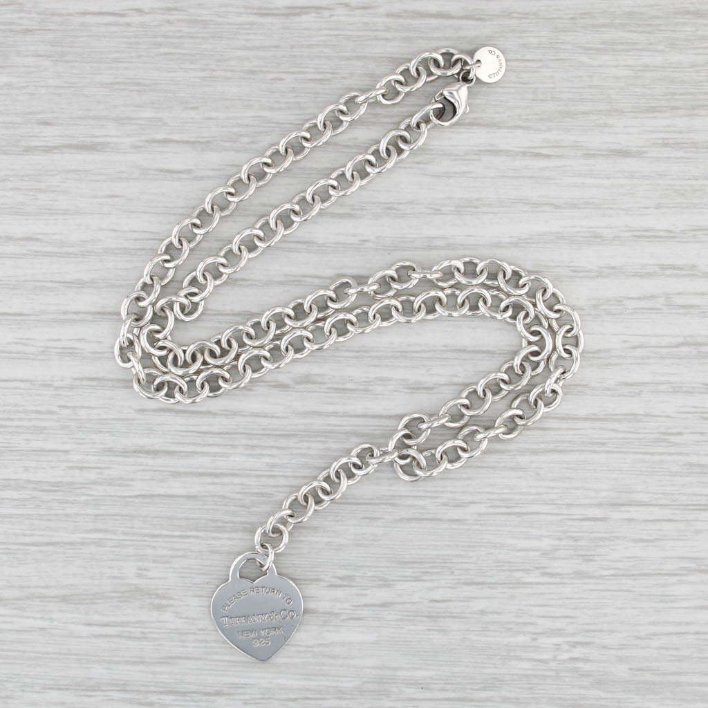 Return to Tiffany ID Heart Pendant Lariat Necklace Sterling Silver 16.5"