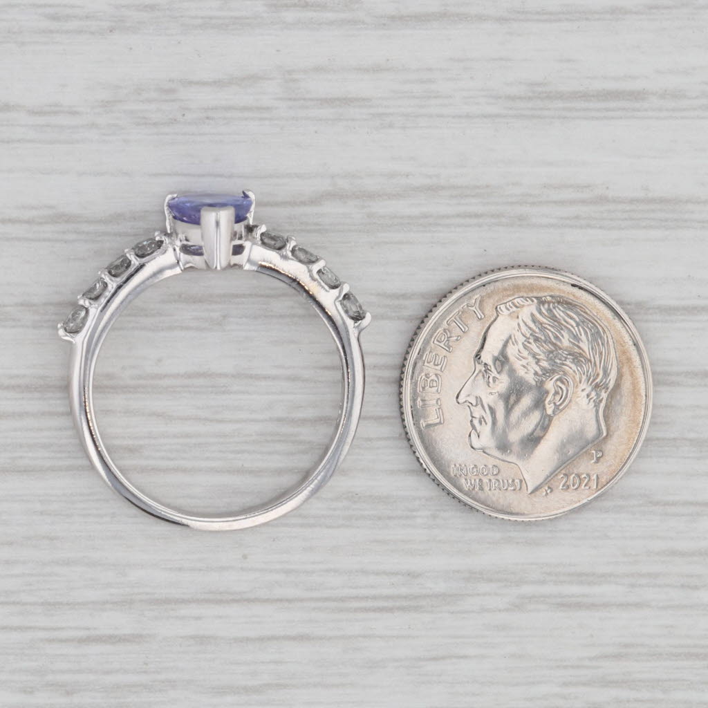 Gray 1.42ctw Pear Tanzanite Diamond Ring 14k White Gold Size 7 Teardrop Engagement