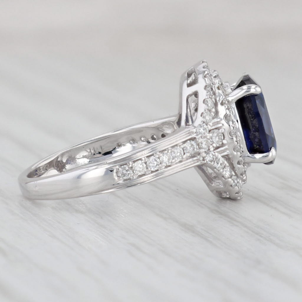 Light Gray 3.15ctw Lab Created Blue Sapphire Diamond Halo Ring 14k Gold Size 6 Engagement