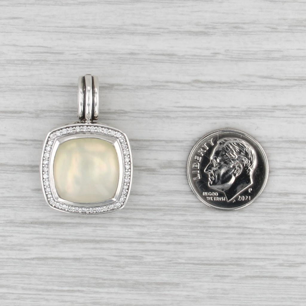 David Yurman Mother of Pearl Chalcedony 0.30ctw Diamond Pendant Sterling Silver