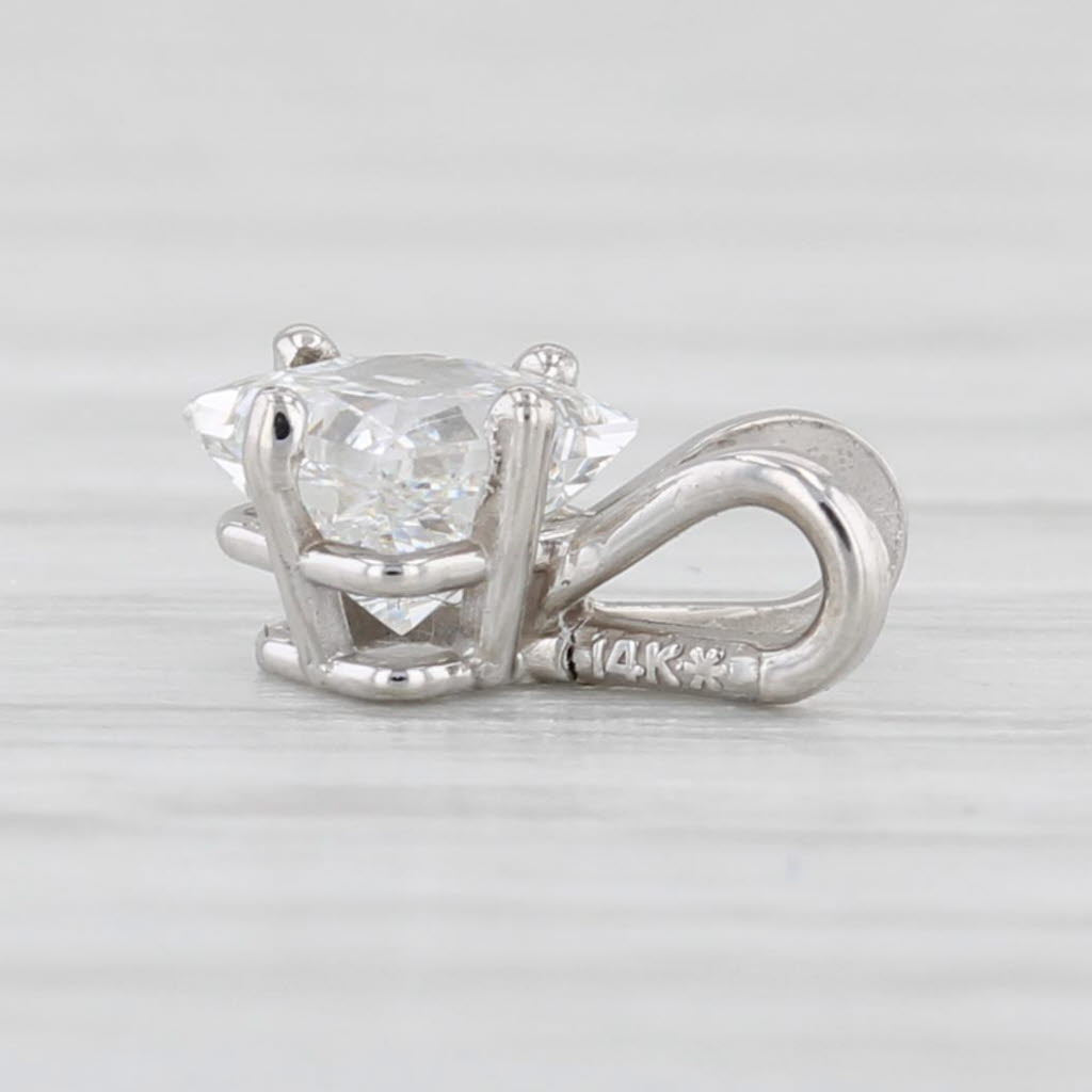 Light Gray New 0.52ct Princess Diamond Solitaire Pendant 14k White Gold IGI
