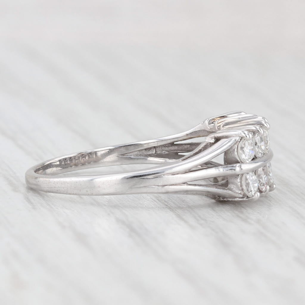 Light Gray 0.75ctw Diamond 2-Row Ring 14k White Gold Size 8 Wedding Anniversary