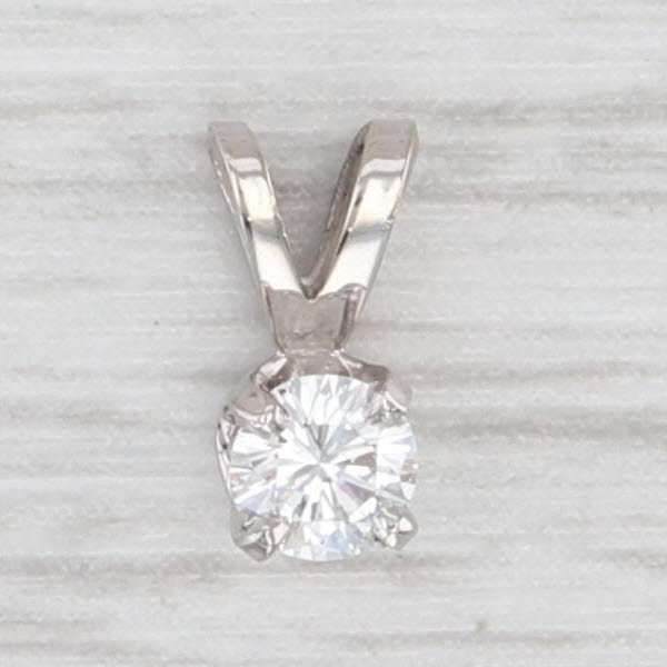 Light Gray New 0.15ct VS2 Round Solitaire Small Drop Pendant 14k White Gold