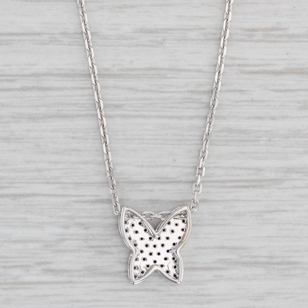 Light Gray New 0.20ctw Diamond Butterfly Pendant Necklace 14k Gold Cable Chain 17"-18"