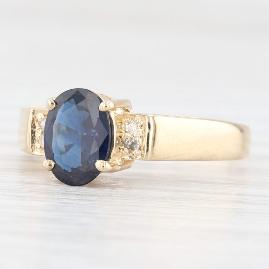 Beige 1.08ctw Oval Blue Sapphire Diamond Ring 14k Yellow Gold Size 7