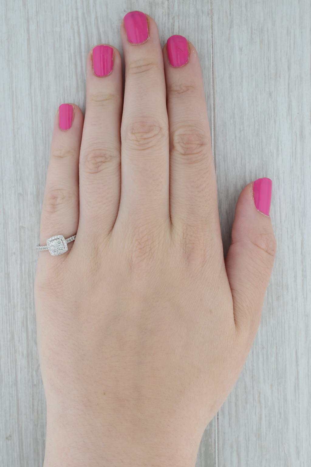 Dark Gray 0.35ctw Pave Diamond Cluster Halo Engagement Ring 10k White Gold Size 7