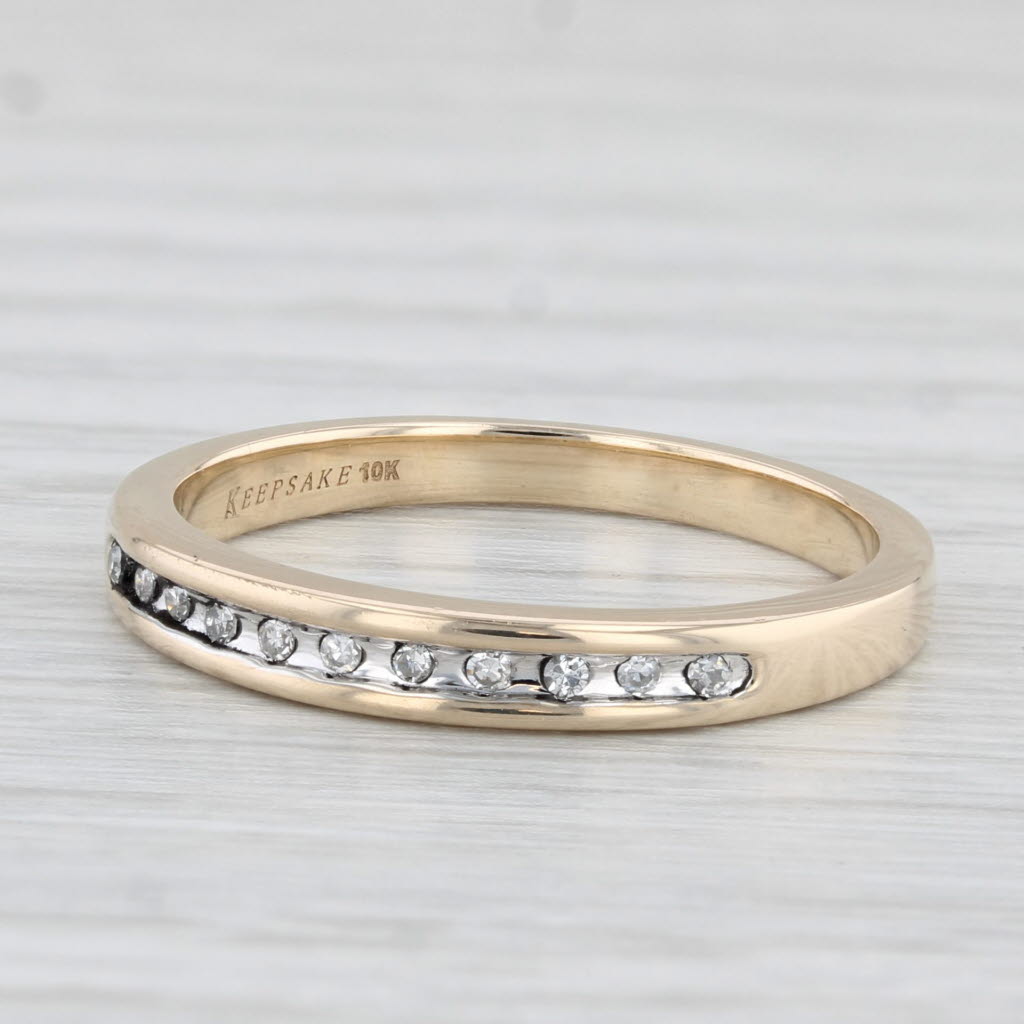 Light Gray Diamond Wedding Band 10k Yellow Gold Stackable Ring Size 7