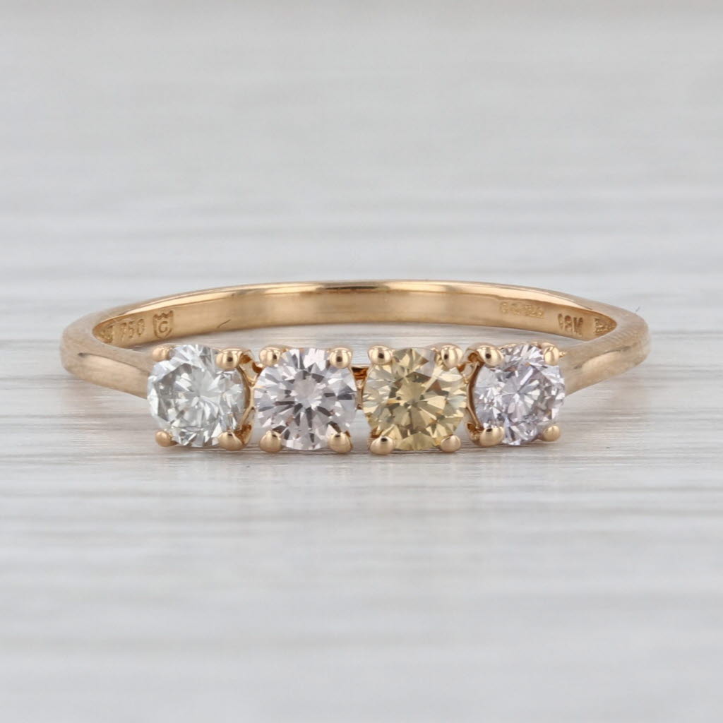 0.51ctw Multicolor Diamond Ring 18k Yellow Gold Sz 7.25 Stackable COA Tomas Rae