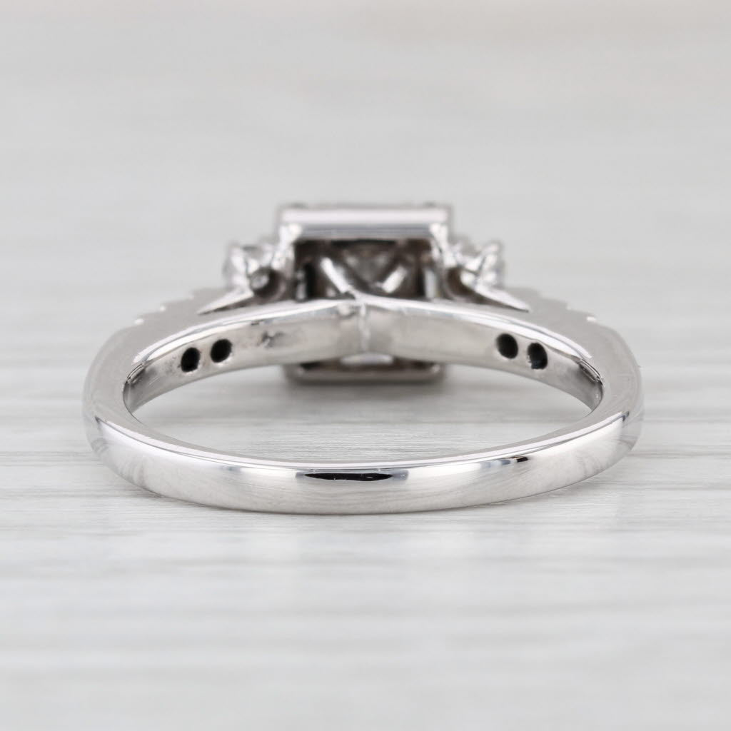 0.91ctw Princess Diamond Halo Engagement Ring 14k White Gold Size 7.75