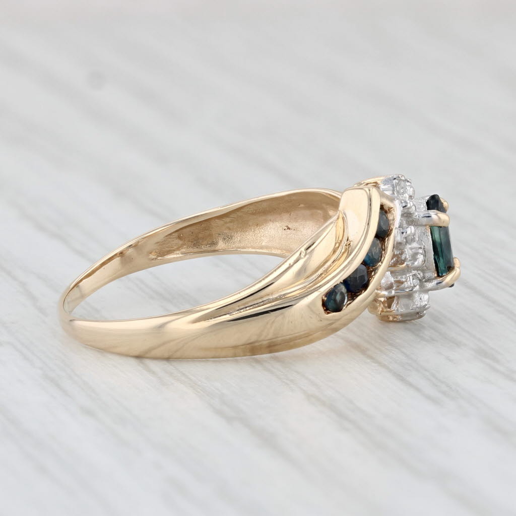 Light Gray 0.57ctw Marquise Blue Sapphire Diamond Ring 10k Yellow Gold Size 7.75 Bypass