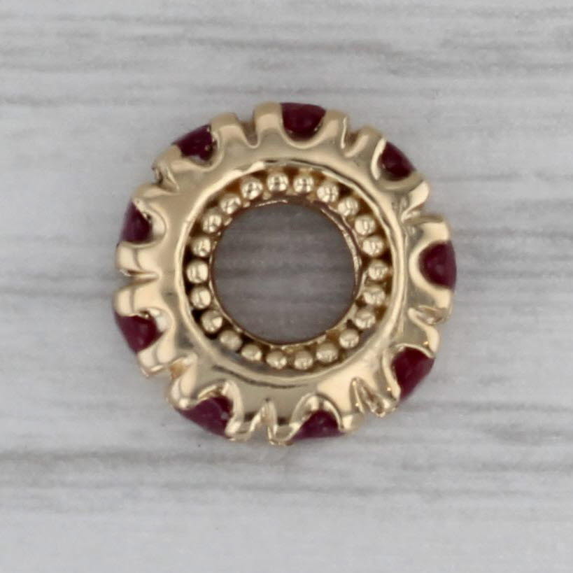 Dark Gray Small 0.45ctw Ruby Bead Spacer Charm 14k Yellow Gold Rondel