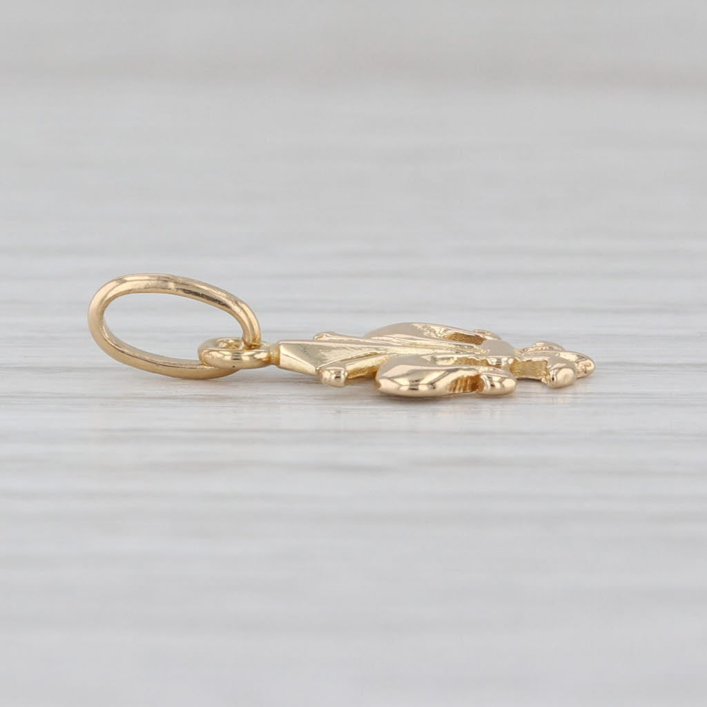 Fleur De Lis Charm 18k Yellow Gold French Small Drop Pendant