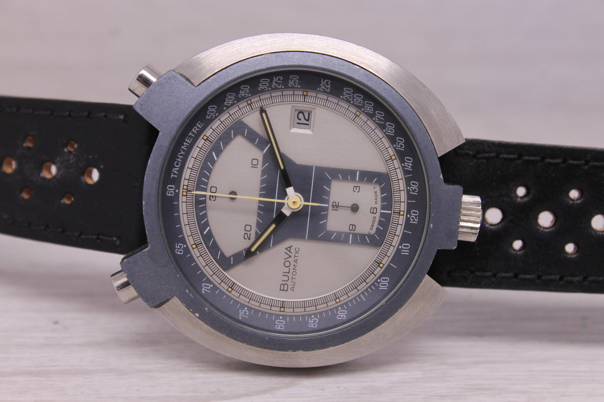 Vintage 1970s Bulova Parking Meter 43mm Automatic Chronograph Watch Buren cal.12