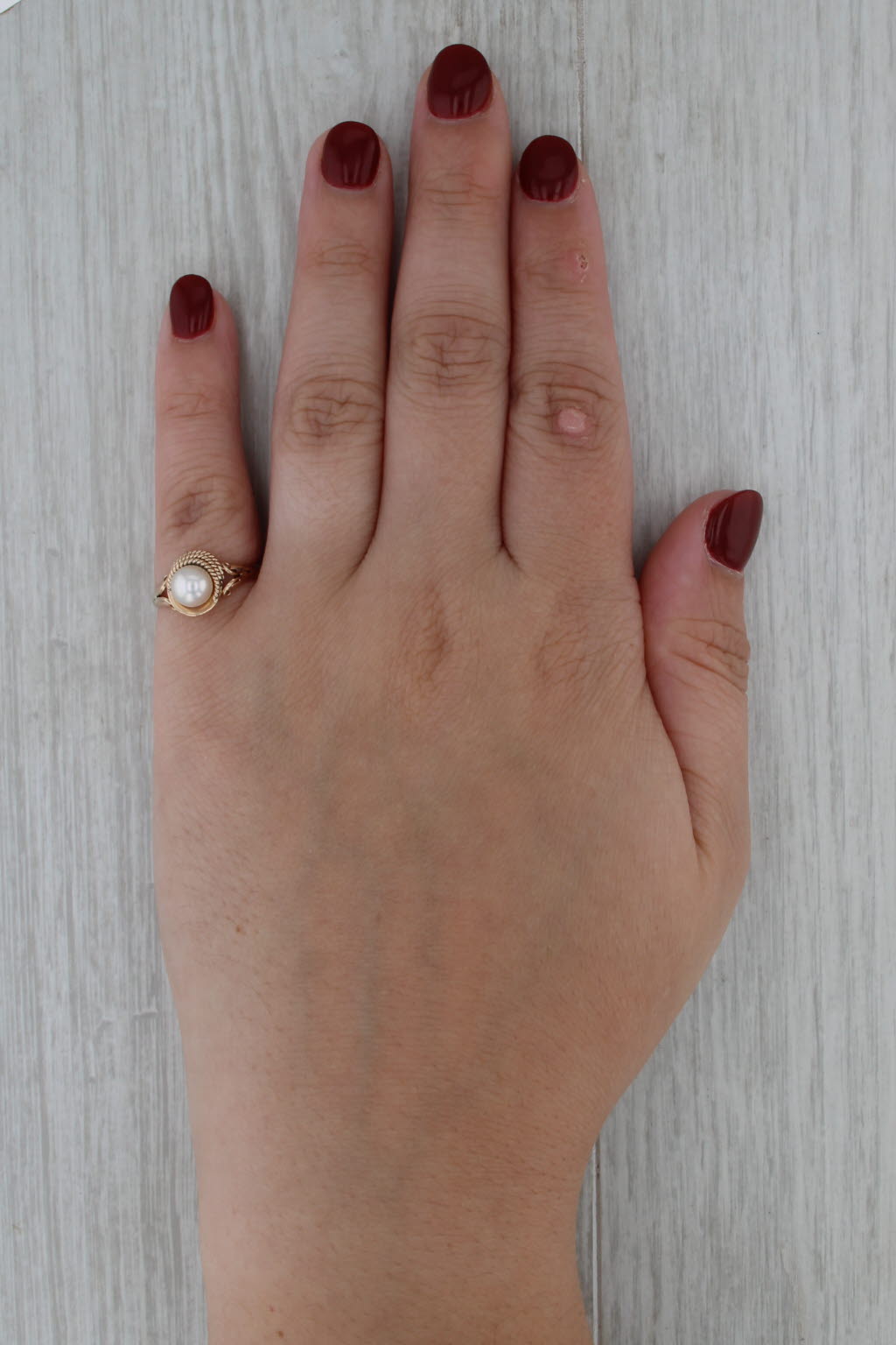 Cultured Pearl Solitaire Ring 14k Yellow Gold Size 5.5