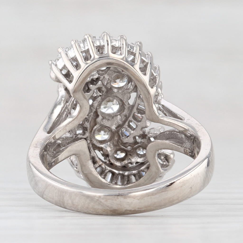 Light Gray 1.55ctw Diamond S Ring 14k White Gold Size 7.25 Cocktail