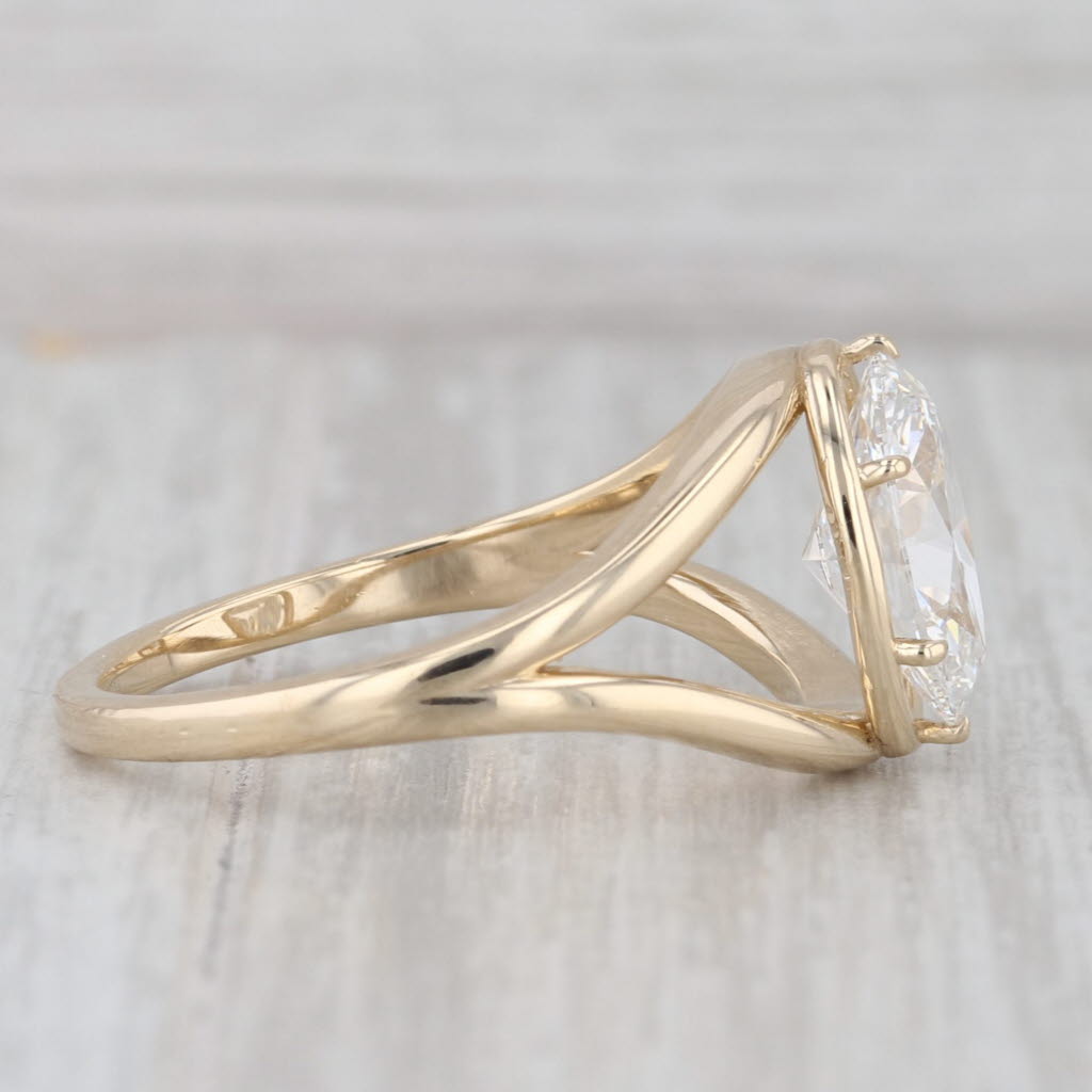 IGI Lab Grown Diamond Solitaire Ring 2.09ct Oval D VS1 14k Yellow Gold Size 8.75