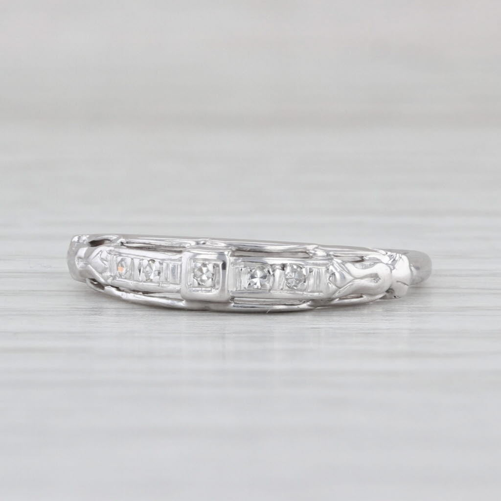Vintage Diamond Wedding Band 14k White Gold Size 5.75 Stackable Ring