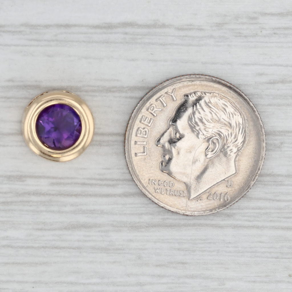 0.75ct Amethyst Solitaire Slide Charm Pendant 14k Yellow Gold