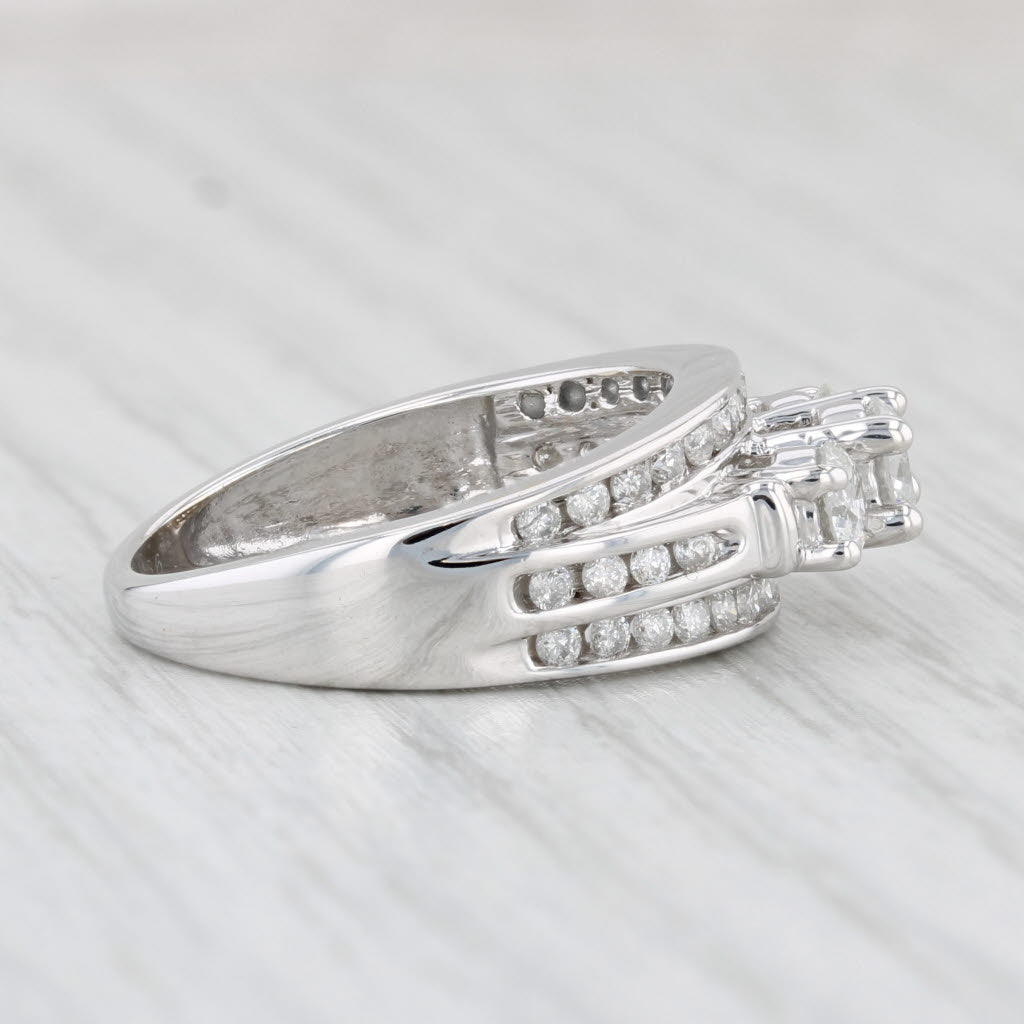 Light Gray 1.13ctw Round Diamond 3-Stone Ring 14k White Gold Size 7.25 Engagement Bridal