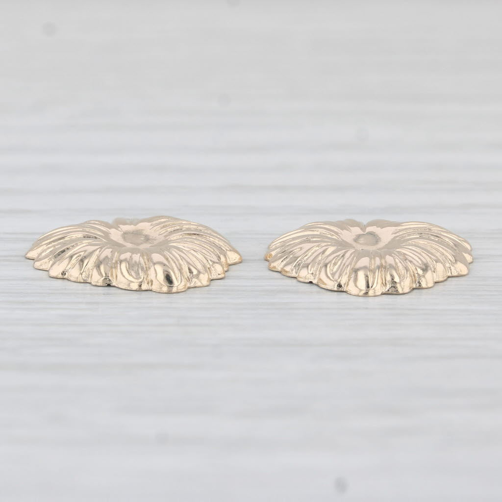 Light Gray Flower Earring Enhancers 14k Yellow Gold For Stud Earrings