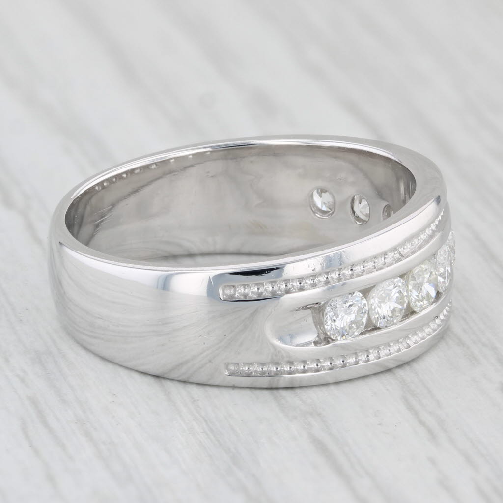 Light Gray 0.73ctw Men's Diamond Wedding Band 14k White Gold Size 8.5