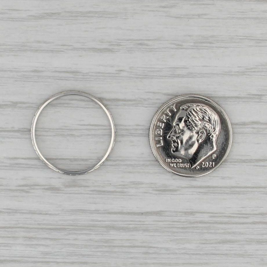 Art Deco Floral Etched Wedding Band Platinum Ring Size 5.5 Stackable