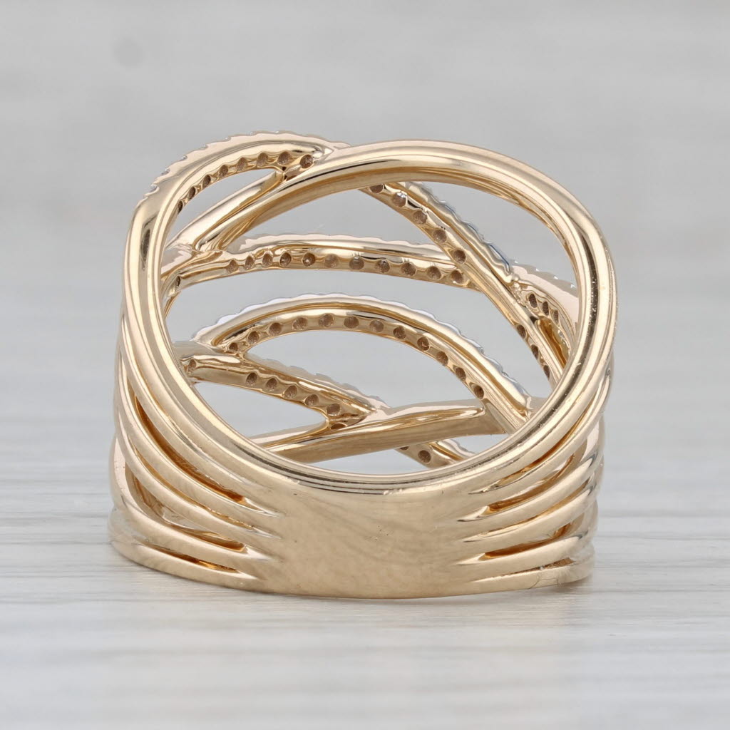 Gray Cardow 0.75ctw Diamond Crossover Ring 14k Yellow Gold Size 7 Cocktail