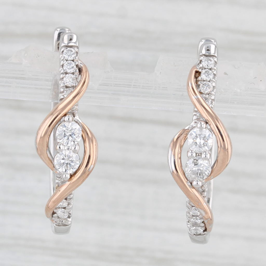 Light Gray Ever Us 0.50ctw Diamond Hoop Earrings 14k White Rose Gold Snap Top Hoops
