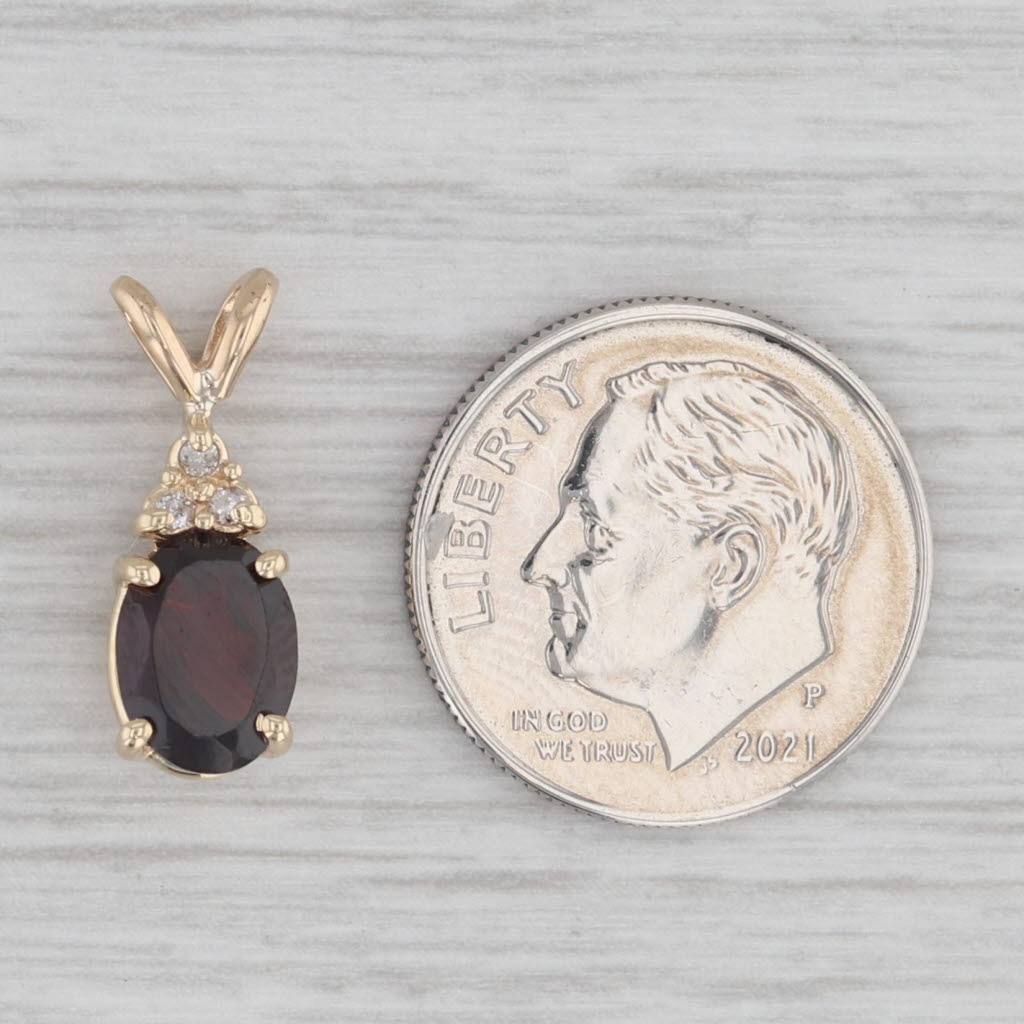 Gray 1.29ctw Garnet Diamond Pendant 10k Yellow Gold Small Drop