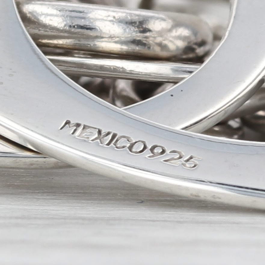 Large Circle Link Statement Necklace Sterling Silver Toggle Clasp 19.25"