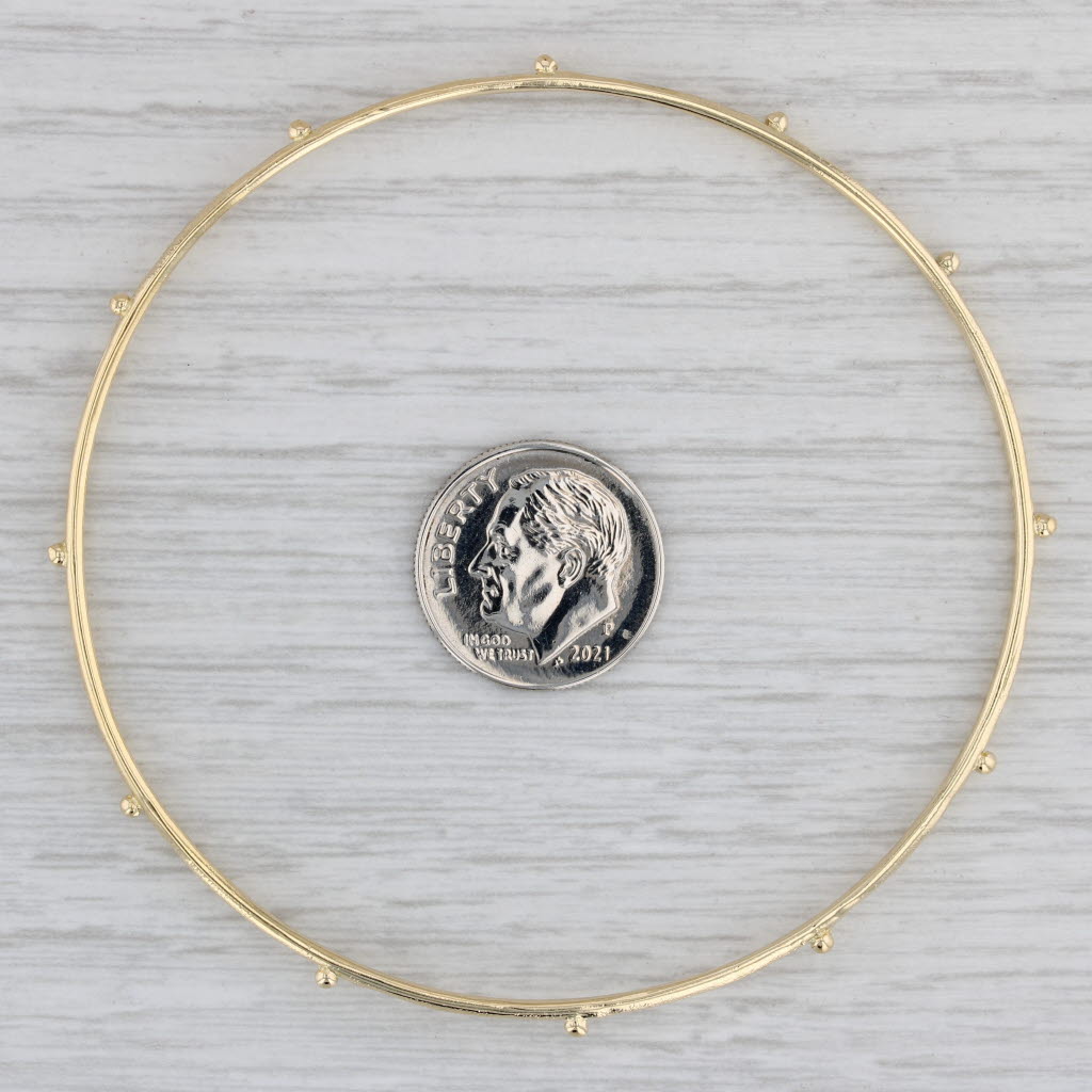 Gray Emily Armenta Granulated Dots Bangle Bracelet 18k Yellow Gold 8" 2.5mm