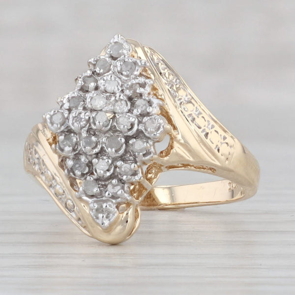 Light Gray 0.15ctw Diamond Cluster Bypass Ring 10k Yellow Gold Size 7.5