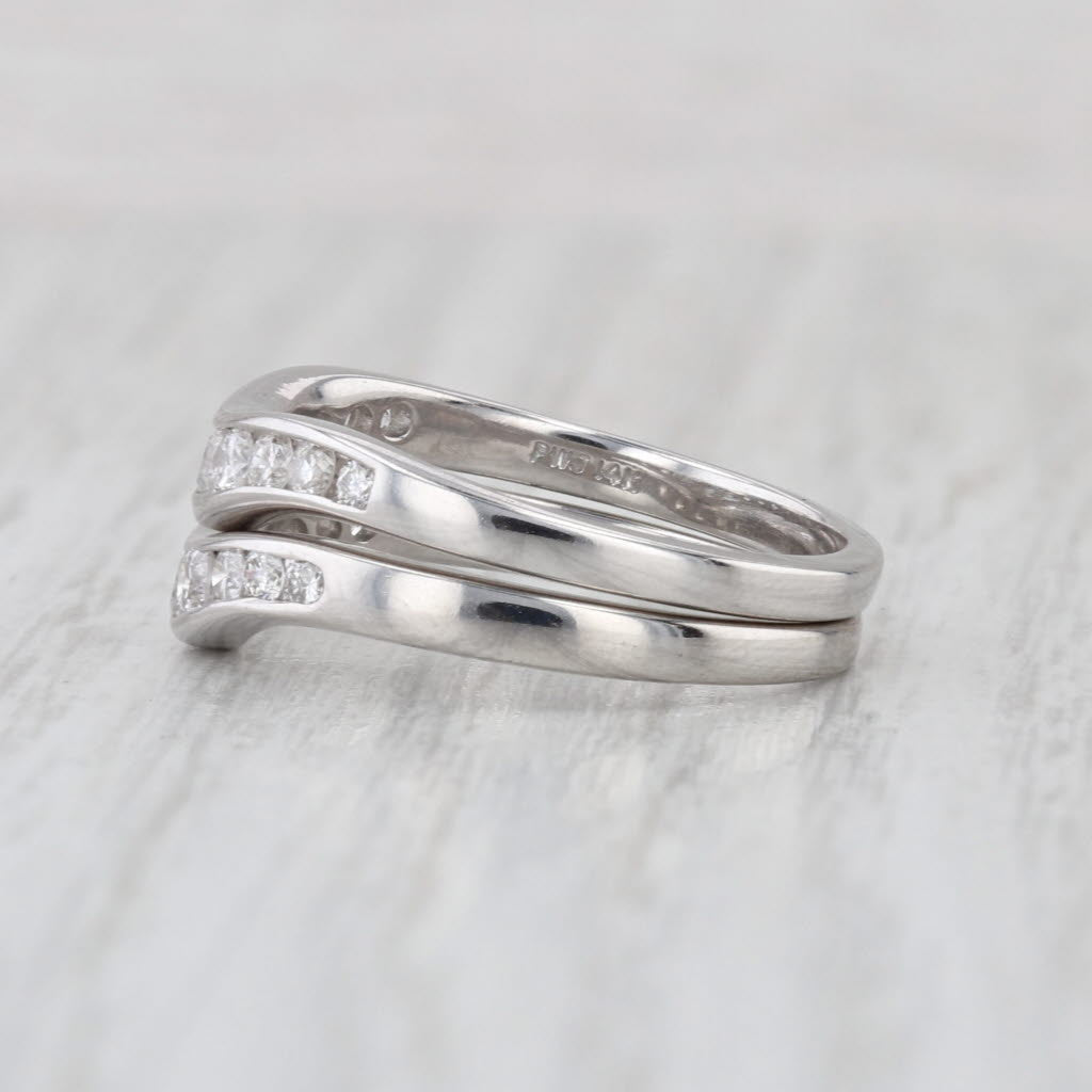 0.80ctw Diamond Wedding Ring Jackets Guards Set of 2 Size 7-7.25 14k Gold Bands