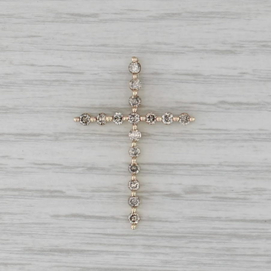 0.76ctw Diamond Cross Pendant 14k Yellow Gold