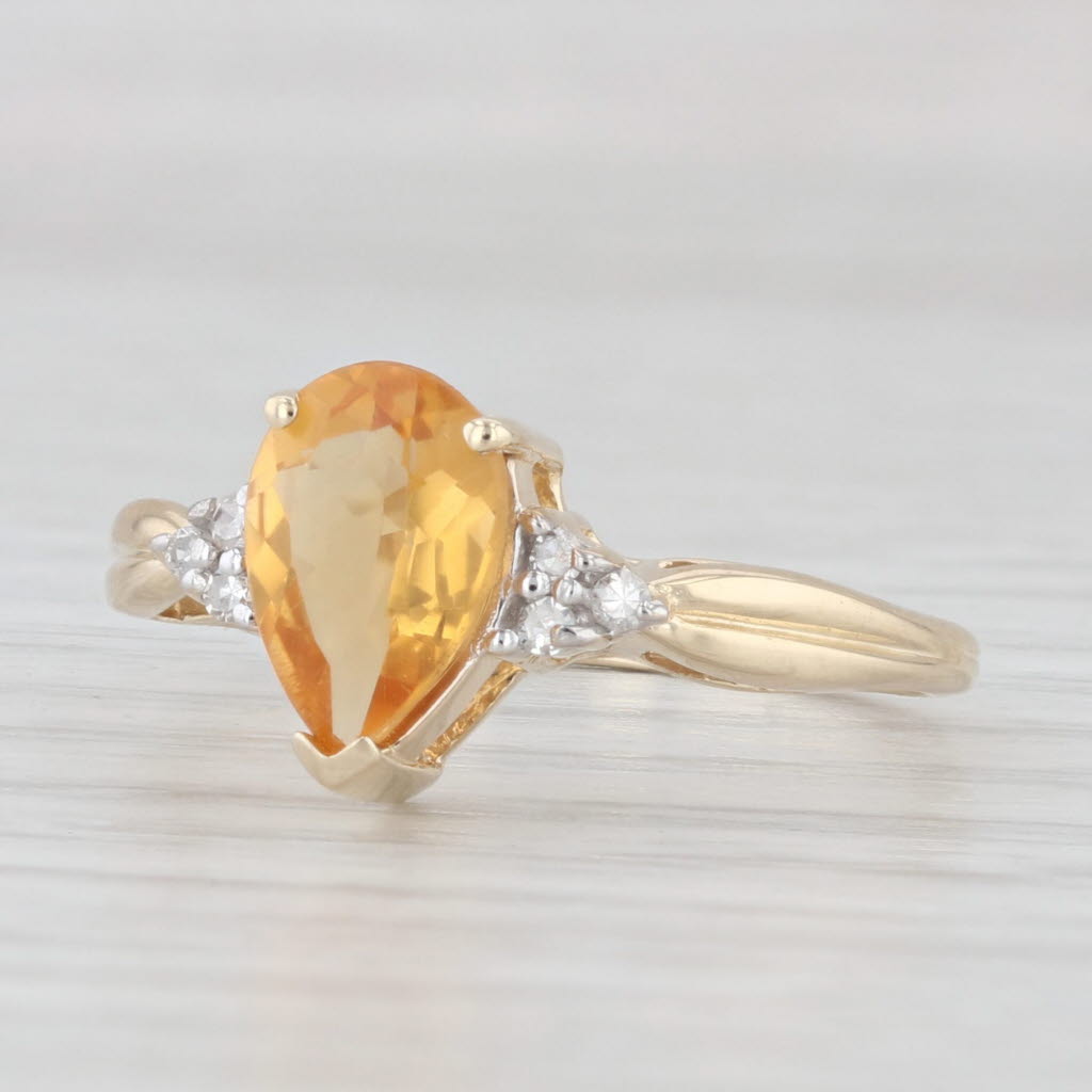 Light Gray 1.08ctw Orange Pear Citrine Diamond Ring 10k Yellow Gold Size 7 Teardrop