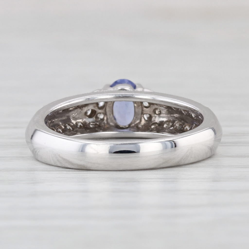 0.63ctw Oval Tanzanite Diamond Ring 14k White Gold Size 6 Engagement