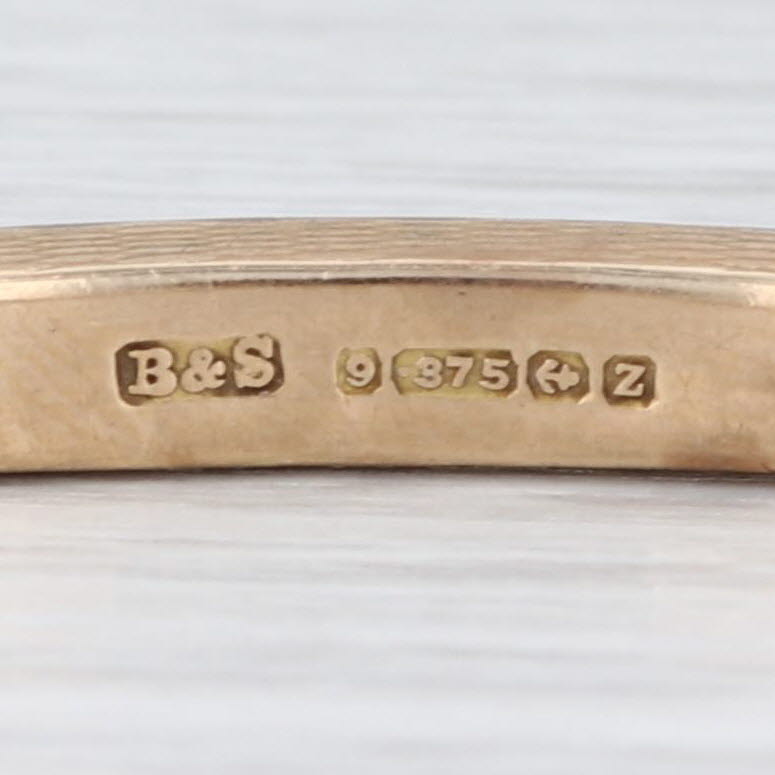 Vintage Textured Bangle Bracelet 9k Yellow Gold Birmingham England 8.5" 4mm