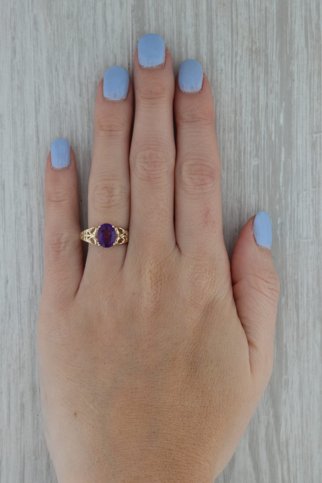 Rosy Brown 1.20ct Amethyst Oval Solitaire Ring 14k Yellow Gold Size 7.25