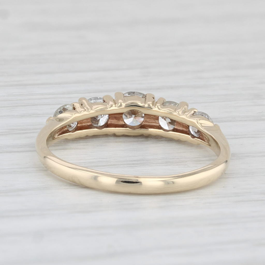 Light Gray 0.75ctw Diamond Wedding Band 14k Yellow Gold Size 6.5 Stackable Anniversary Band