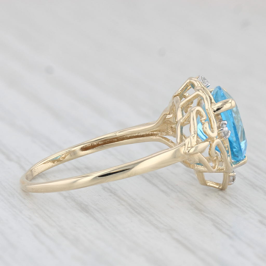 Light Gray 2.81ctw Blue Topaz Diamond Ring 10k Yellow Gold Size 8.75