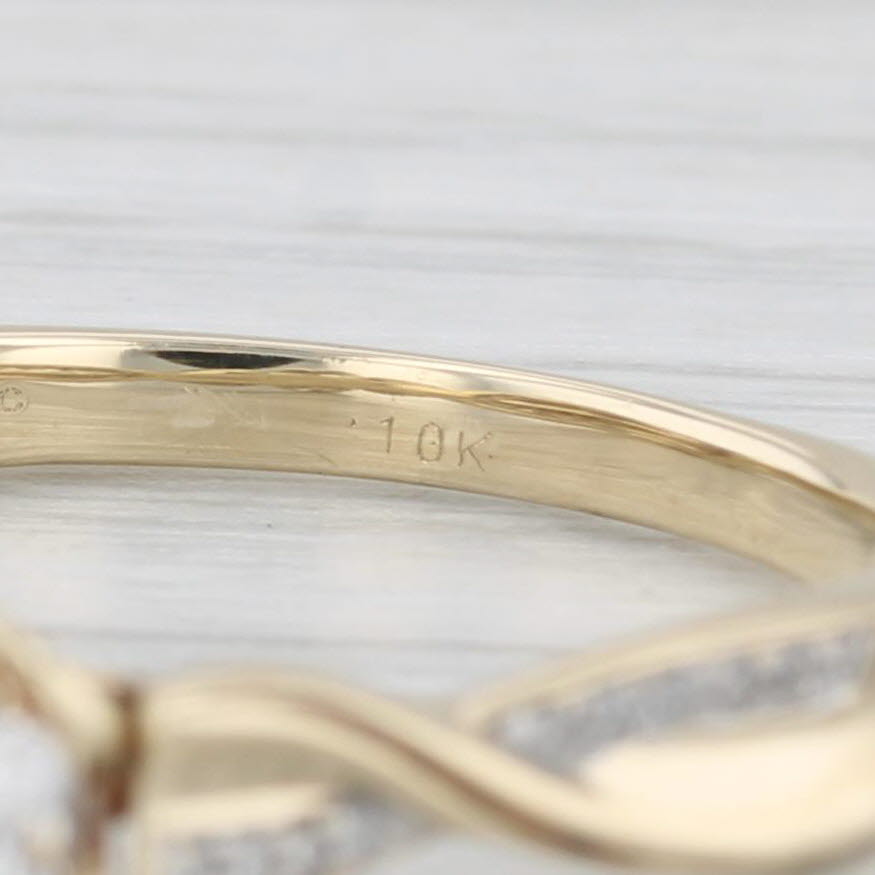 Light Gray 0.15ctw Diamond Cluster Engagement Ring 10k Yellow Gold Size 8 Woven Band