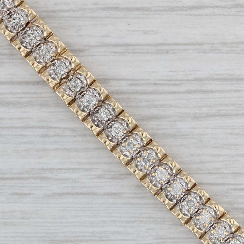 Gray 1.25ctw Diamond Bracelet 14k Yellow Gold 7" 6.2mm
