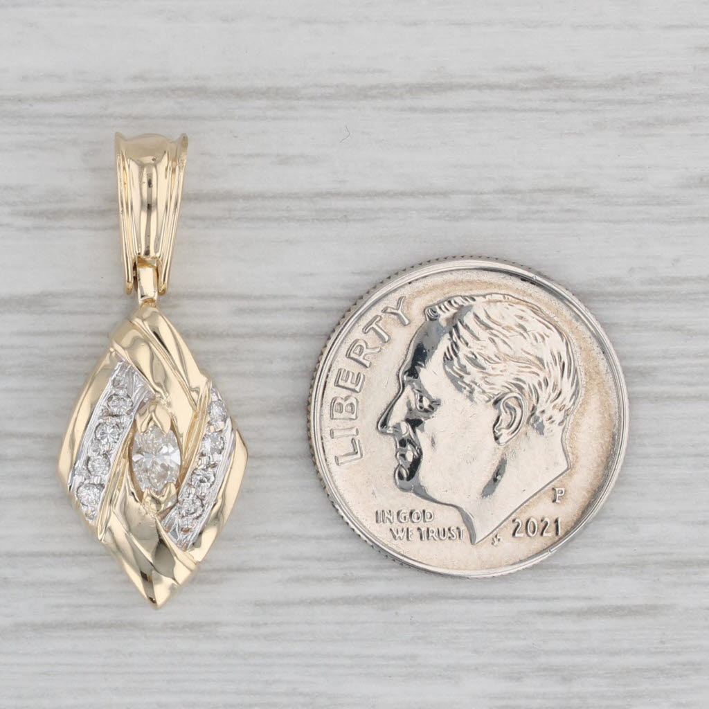 Gray 0.23ctw Diamond Drop Pendant 14k Yellow Gold